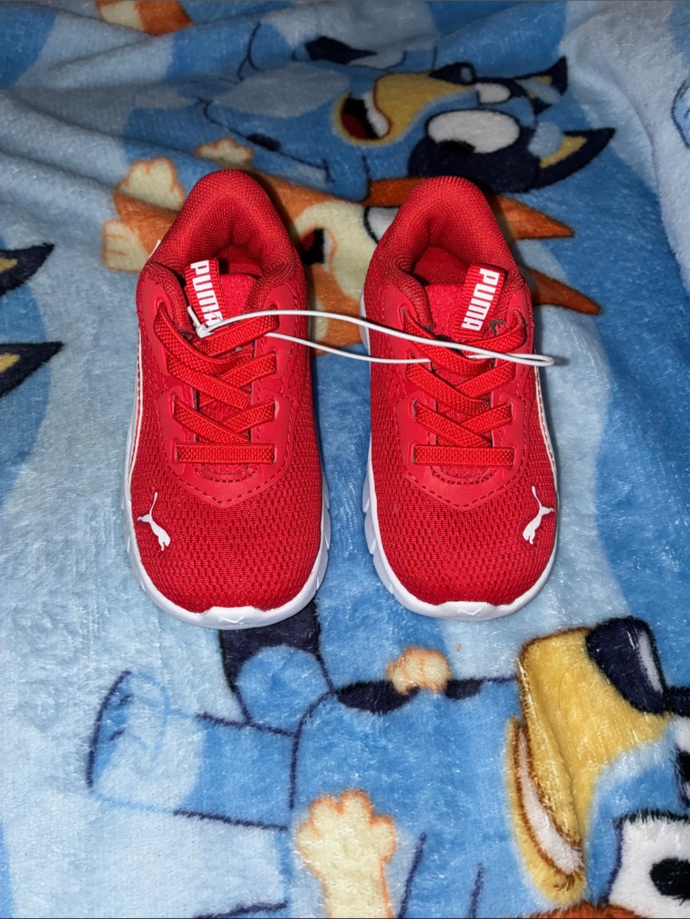 Puma Kids Red Mesh Sneakers with White Accents